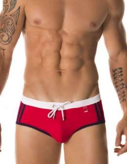 JOR Mannen Brief Sportieve Zwembroek rood-blauw